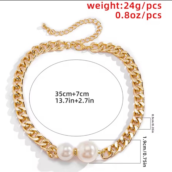 Anthro Ginevra Pearl Gold Chain Statement Necklace - Picture 6 of 11